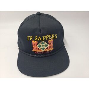 Vintage IV Sappers Reenlist YoungAn Rope Snapback Hat Cap US Army USA Men Black